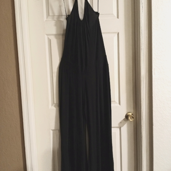*Neverworn* Black Pantsuit with Blue and Black Ribbon Tye - Picture 1 of 5